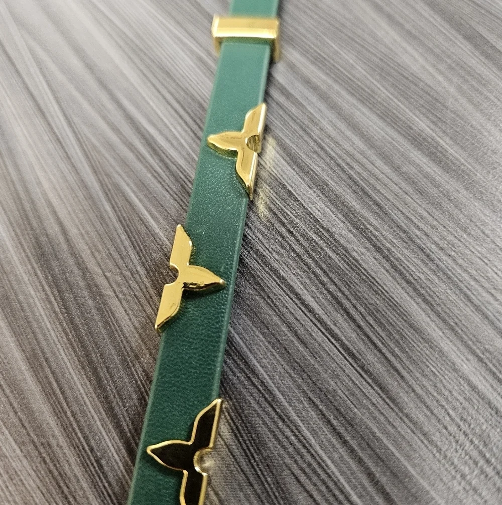 NEW Vegan Leather Buckle Bracelet - Moody Green + Gold